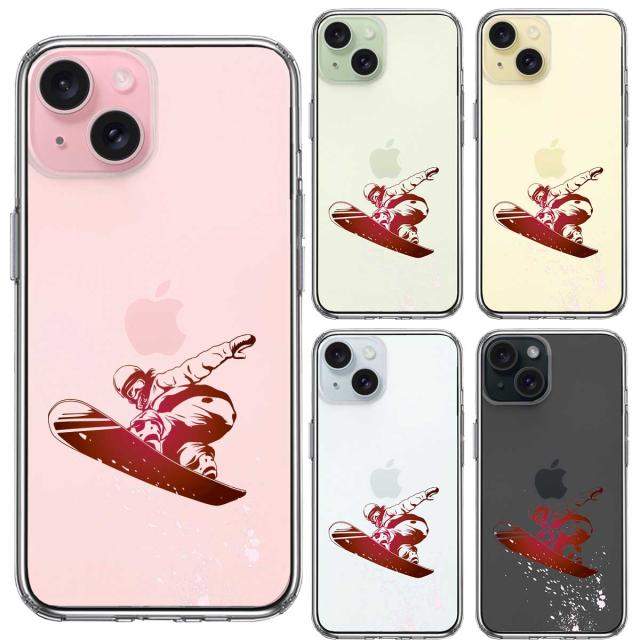 iPhone15Plus ケース クリア スノーボード 女子 スマホケース 側面ソフト 背面ハード ハイブリッド 送料無料-1