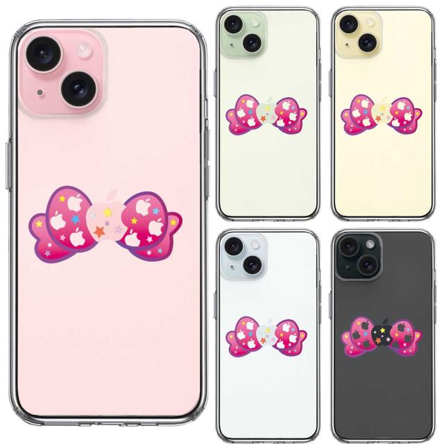 iPhone15 ケース クリア りぼん スマホケース 側面ソフト 背面ハード ハイブリッド 送料無料-1