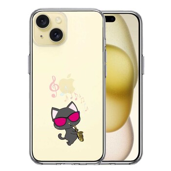 iPhone15 ケース クリア サックス ねこ スマホケース 側面ソフト 背面ハード ハイブリッド  送料無料-0