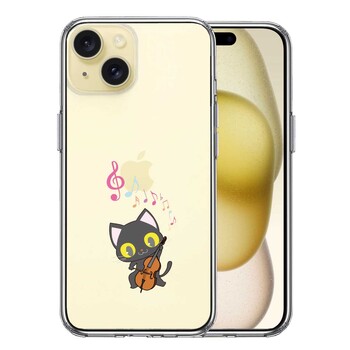 iPhone15 ケース クリア チェロ ねこ スマホケース 側面ソフト 背面ハード ハイブリッド  送料無料-0