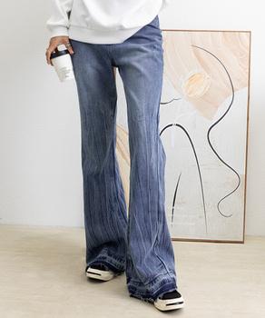 レトロ フレアデニムパンツ ローエッジ 送料無料 即日発送-6