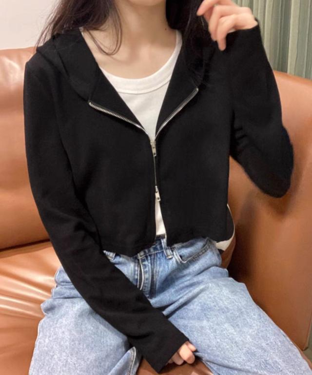 レディースジップアップ パーカートップス 送料無料 即日発送-5