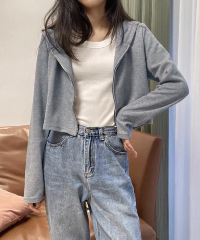 レディースジップアップ パーカートップス 送料無料 即日発送-6