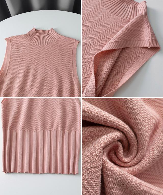 ノースリーブニット トップス ハイネック 送料無料 即日発送-3