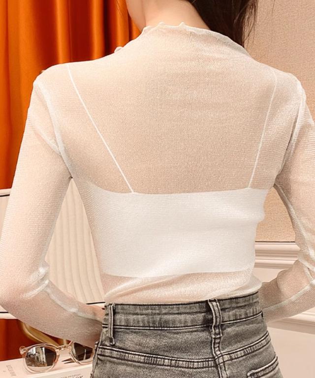 ラメ入り シースルートップス セクシー 送料無料 即日発送-5