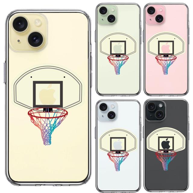 iPhone15Plus ケース クリア バスケットボール ゴール スマホケース 側面ソフト 背面ハード ハイブリッド  送料無料-1