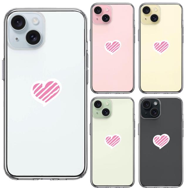 iPhone15 ケース クリア ハート マーク スマホケース 側面ソフト 背面ハード ハイブリッド 送料無料-1