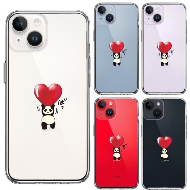 iPhone14 ケース クリア パンダ ハート 重量挙げ 努力感 スマホケース 側面ソフト 背面ハード ハイブリッド  送料無料-1