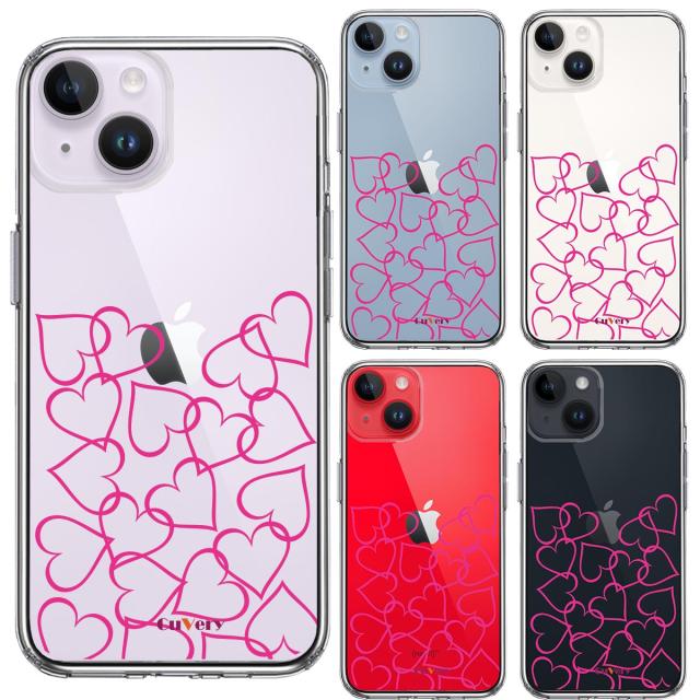 iPhone14 ケース クリア CuVery ハート ピンク スマホケース 側面ソフト 背面ハード ハイブリッド 送料無料-1
