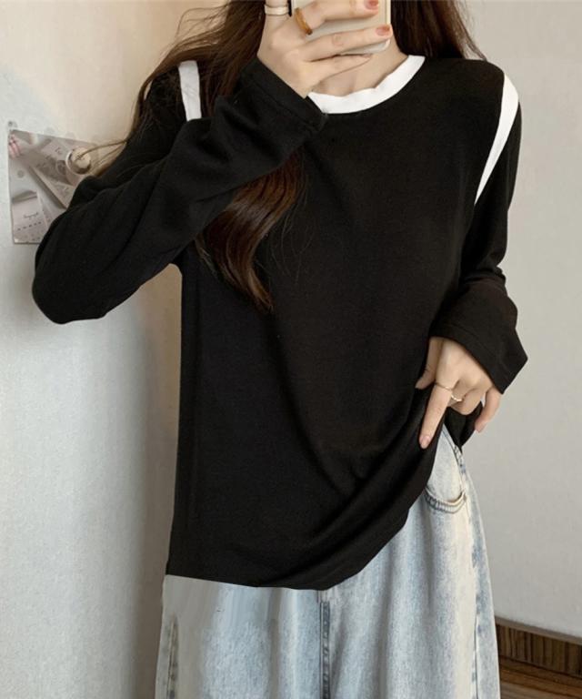 バイカラー Tシャツ 長袖 送料無料 即日発送-6