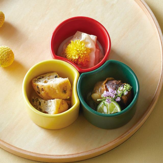 和食器 半月型珍味入 黄 赤 緑 6セット 送料無料-3