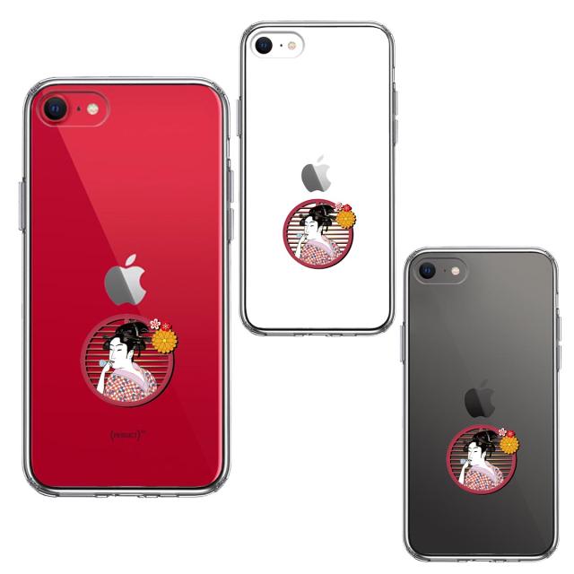 iPhoneSE ケース 第3世代 第2世代 クリア 浮世絵 女 スマホケース 側面ソフト 背面ハード ハイブリッド  送料無料-1