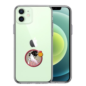 iPhone12 ケース クリア 浮世絵 女 スマホケース 側面ソフト 背面ハード ハイブリッド  送料無料-0