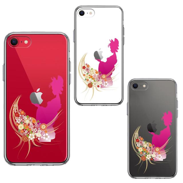 iPhoneSE ケース 第3世代 第2世代 クリア 日本女性 着物少女 スマホケース 側面ソフト 背面ハード ハイブリッド  送料無料-1