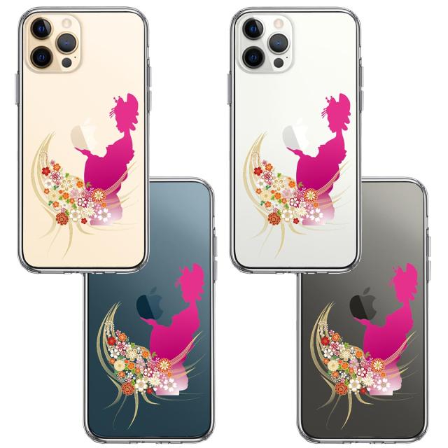 iPhone12Pro ケース クリア 日本女性 着物少女 スマホケース 側面ソフト 背面ハード ハイブリッド  送料無料-1