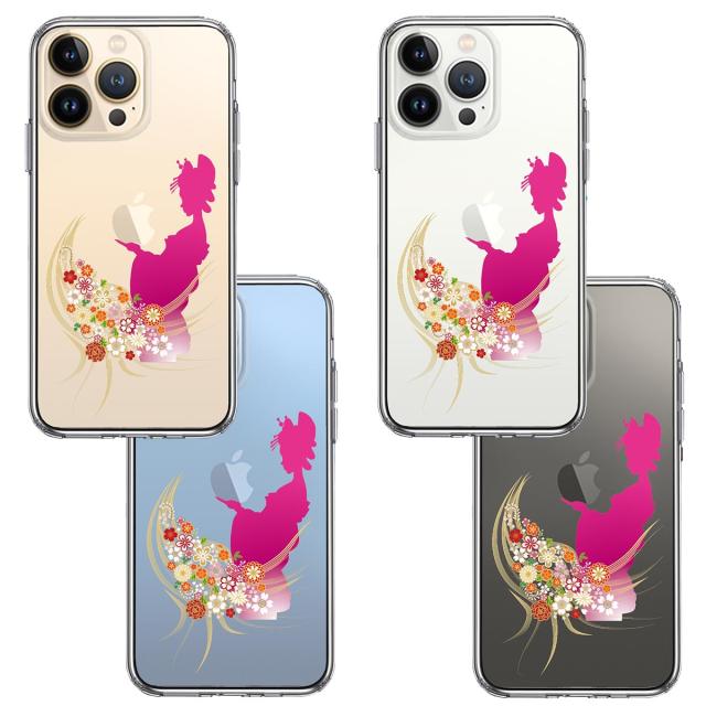 iPhone13Pro ケース クリア 日本女性 着物少女 スマホケース 側面ソフト 背面ハード ハイブリッド 送料無料-1