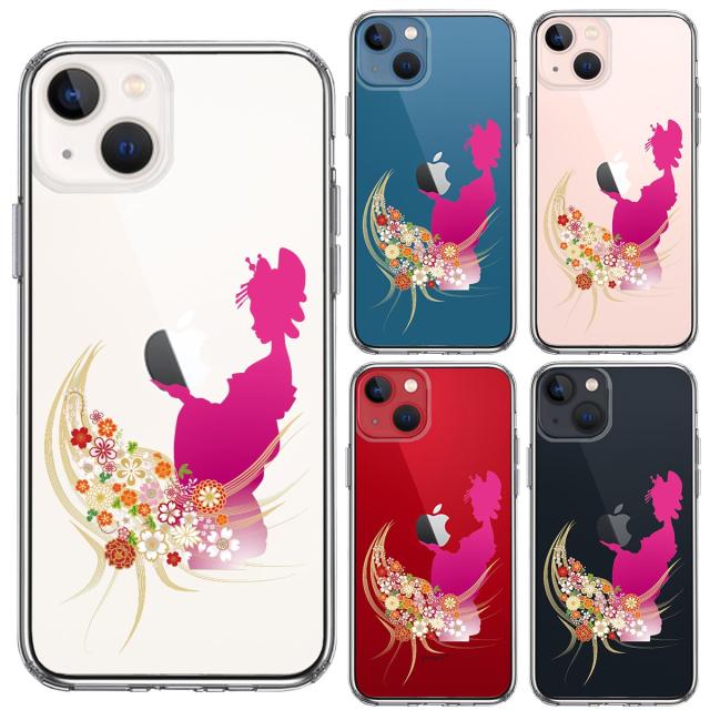 iPhone13 ケース クリア 日本女性 着物少女 スマホケース 側面ソフト 背面ハード ハイブリッド  送料無料-1