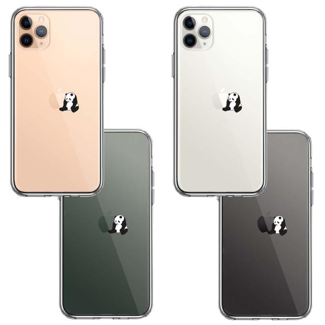iPhone11proケース クリア パンダ りんごにもたれる スマホケース 側面ソフト 背面ハード ハイブリッド  送料無料-1