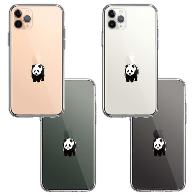 iPhone11proケース クリア パンダ りんご おんぶ スマホケース 側面ソフト 背面ハード ハイブリッド 送料無料-1