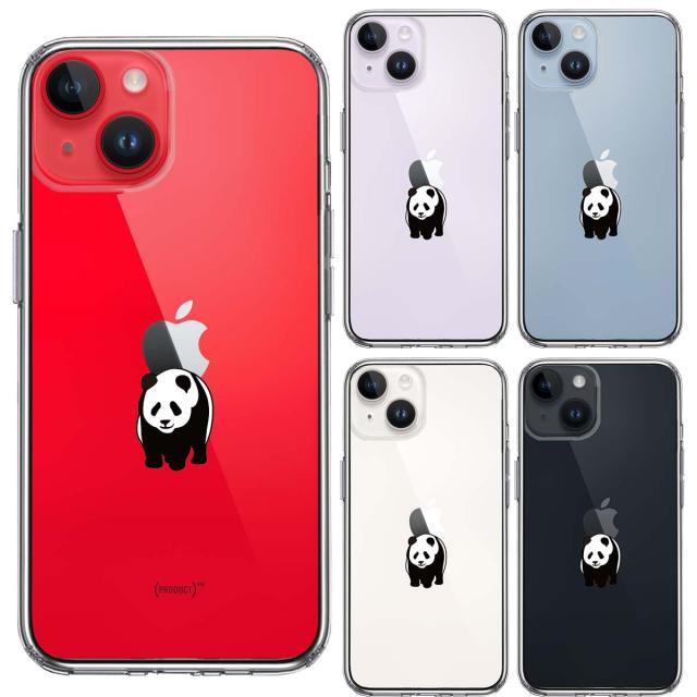 iPhone14Plus ケース クリア パンダ りんご おんぶ スマホケース 側面ソフト 背面ハード ハイブリッド  送料無料-1