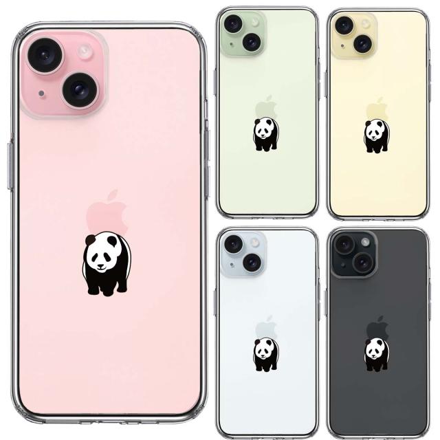 iPhone15Plus ケース クリア パンダ りんご おんぶ スマホケース 側面ソフト 背面ハード ハイブリッド 送料無料-1