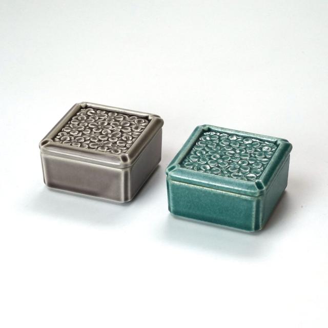 和食器 陶器 花紋小箱 バーガンディ トルコブルー 日本製 送料無料-3