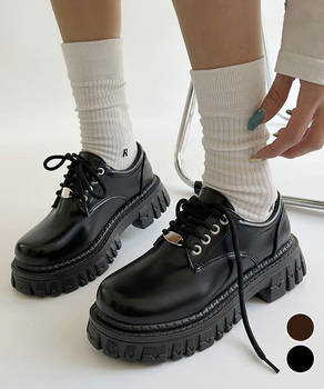 厚底 ローファー 編み上げ 送料無料 即日発送-0