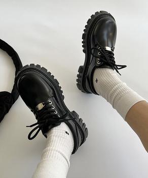 厚底 ローファー 編み上げ 送料無料 即日発送-3