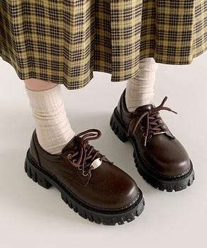 厚底 ローファー 編み上げ 送料無料 即日発送-5