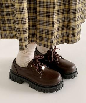 厚底 ローファー 編み上げ 送料無料 即日発送-6