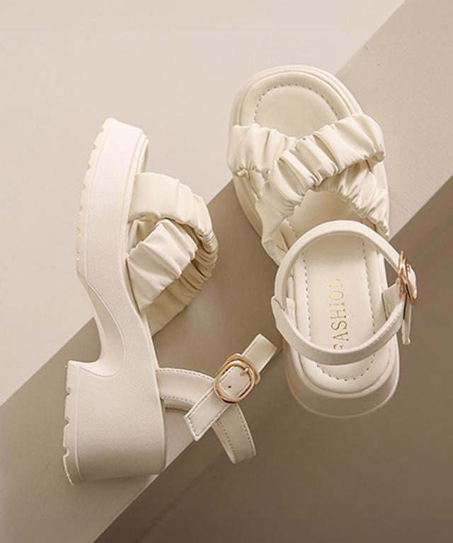 厚底サンダル 太ヒール クロスベルト 夏 送料無料 即日発送-4