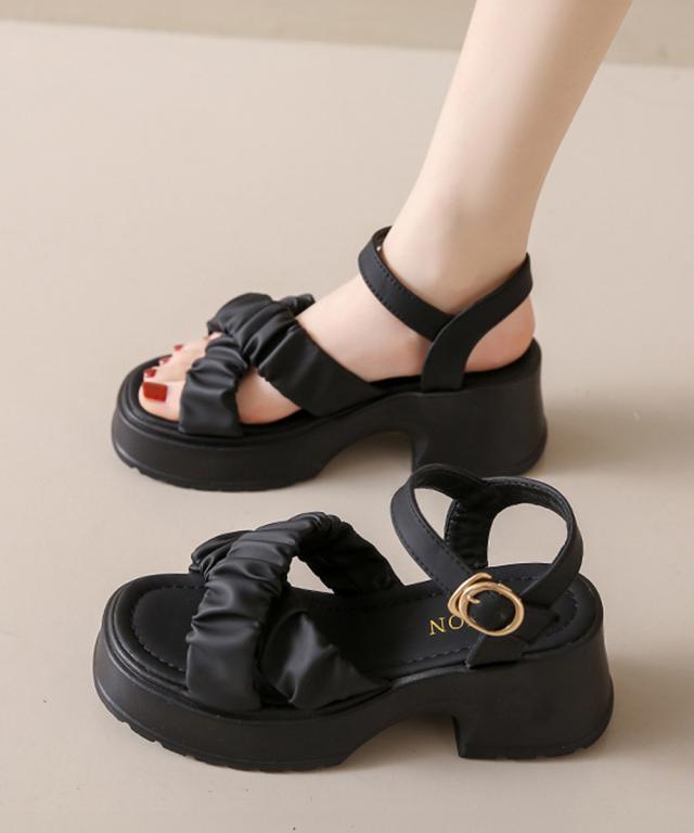 厚底サンダル 太ヒール クロスベルト 夏 送料無料 即日発送-8