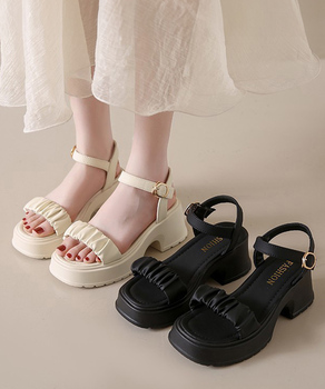 厚底サンダル 太ヒール 美脚 春夏 送料無料 即日発送-0