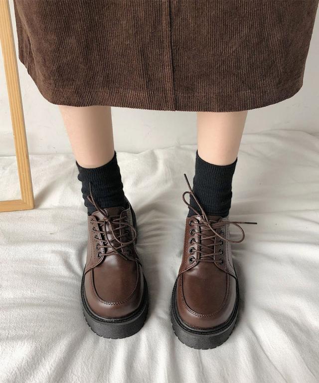 厚底ローファー レースアップ 美脚くつ 送料無料 即日発送-5
