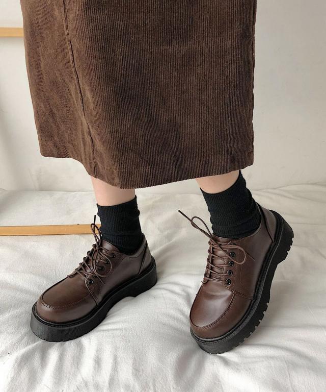 厚底ローファー レースアップ 美脚くつ 送料無料 即日発送-6