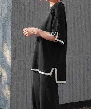 セットアップ 配色スリットニットとパンツ 送料無料 即日発送-3