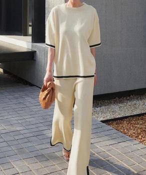 セットアップ 配色スリットニットとパンツ 送料無料 即日発送-4