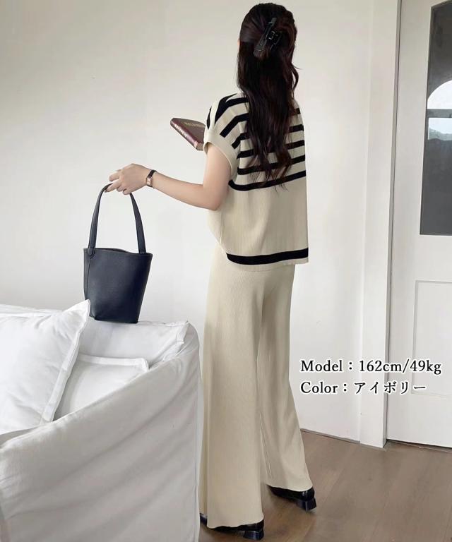 こなれ感 ニットセットアップ 体型カバー 送料無料 即日発送-6