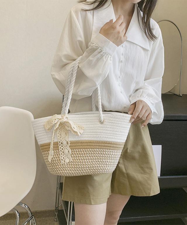 かごバッグ 草編みバッグ ハンドバッグ夏 送料無料 即日発送-4