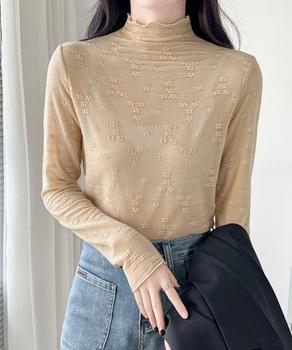 花柄ジャガードシースルートップス 送料無料 即日発送-8