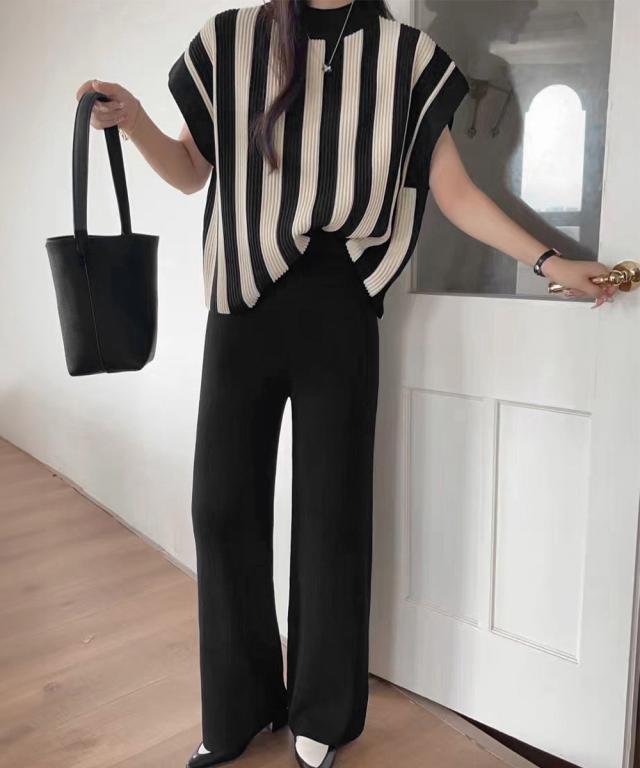 サマーニットセットアップ 春夏秋服 送料無料 即日発送-4