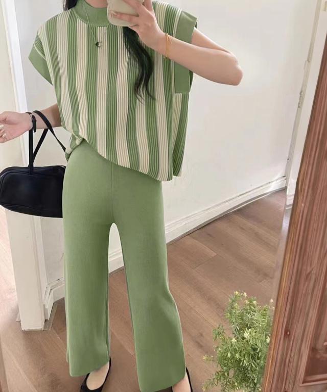 サマーニットセットアップ 春夏秋服 送料無料 即日発送-7