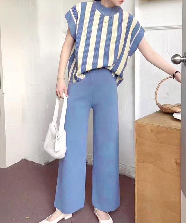 サマーニットセットアップ 春夏秋服 送料無料 即日発送-8