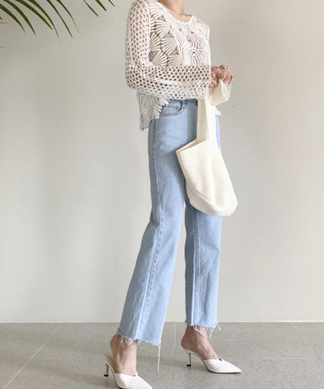 かぎ編みサマーニット 透かし編みトップス 送料無料 即日発送-8