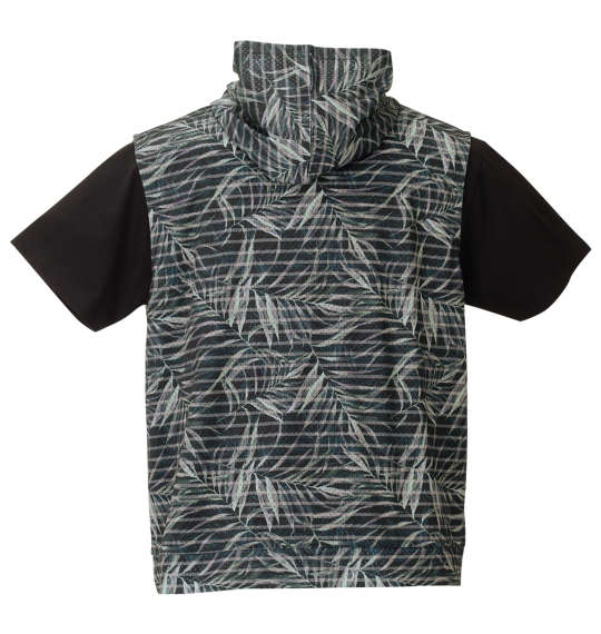 大きいサイズ COLLINS メッシュリーフ柄プリントノースリーブフルジップパーカー+半袖Tシャツ 3L 4L 5L 6L 8L ラッピング可 送料無料 即日発送-1