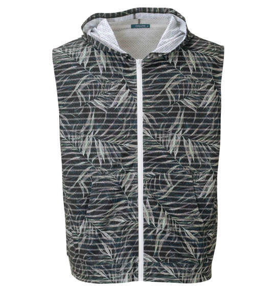 大きいサイズ COLLINS メッシュリーフ柄プリントノースリーブフルジップパーカー+半袖Tシャツ 3L 4L 5L 6L 8L ラッピング可 送料無料 即日発送-3
