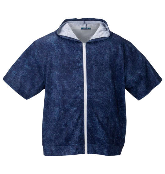 大きいサイズ COLLINS メッシュデニム風プリント半袖フルジップパーカー+半袖Tシャツ 3L 4L 5L 6L 8L MC842431-57959 ラッピング可 送料無料 即日発送-3