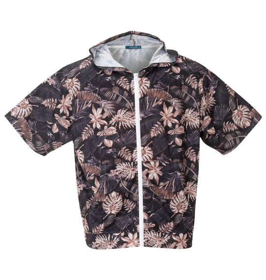 大きいサイズ COLLINS メッシュボタニカル柄プリント半袖フルジップパーカー+半袖Tシャツ 3L 4L 5L 6L 8L ラッピング可 送料無料 即日発送-3