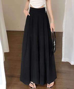 タック入りスカンツワイドパンツレディース 送料無料 即日発送-4