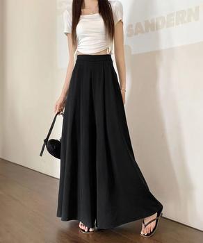 タック入りスカンツワイドパンツレディース 送料無料 即日発送-5